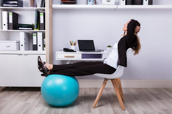 woman work out your abs at desk